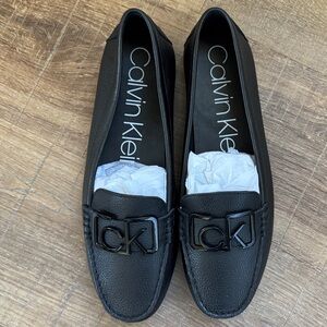 Calvin Klein Men's Black Leather Slip-Ons